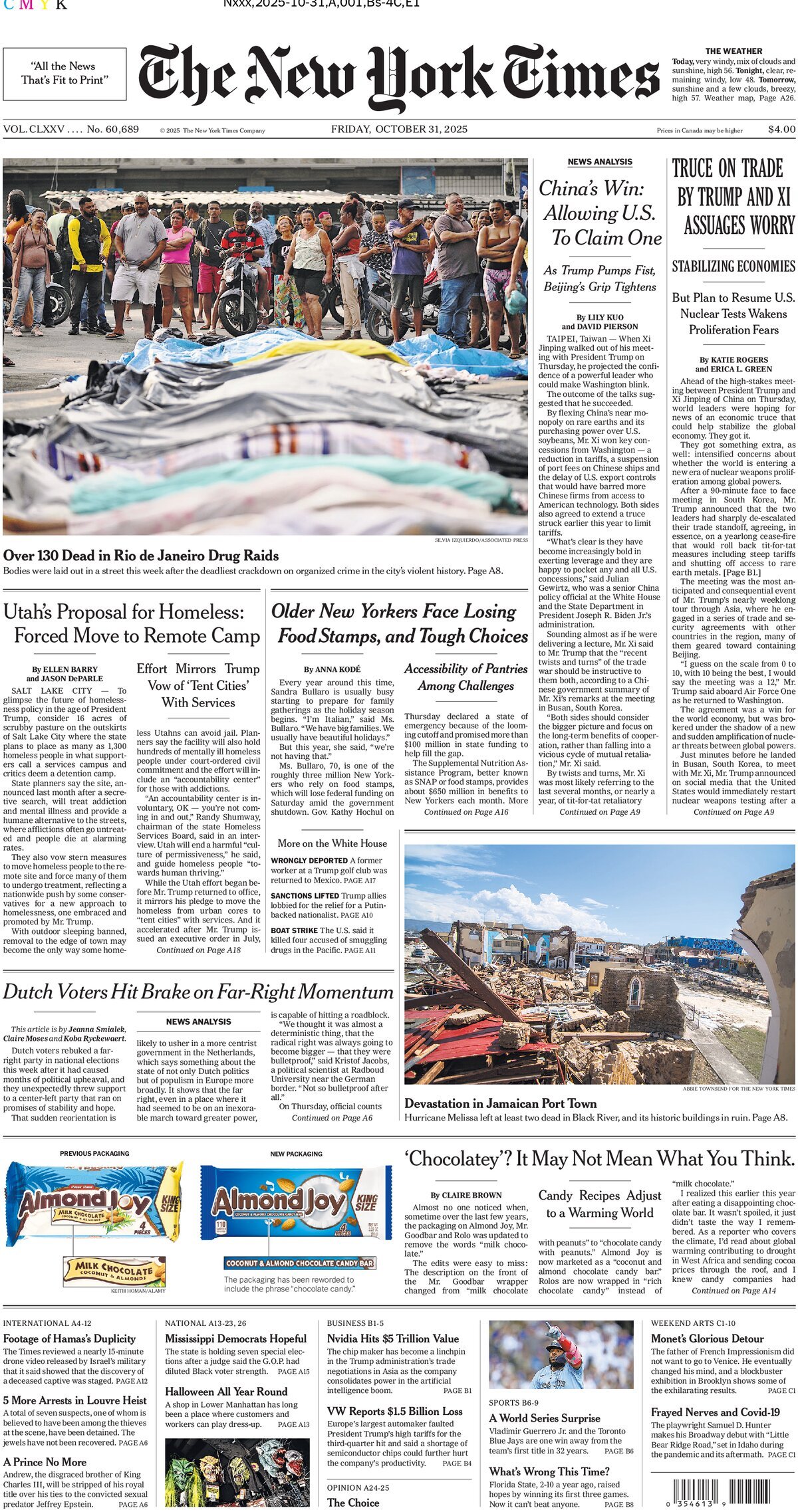Prima Pagina The New York Times 31/10/2025