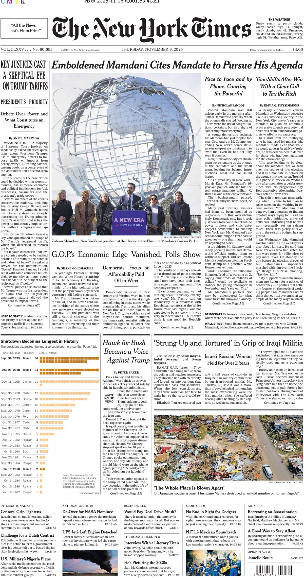 Prima Pagina The New York Times 06/11/2025