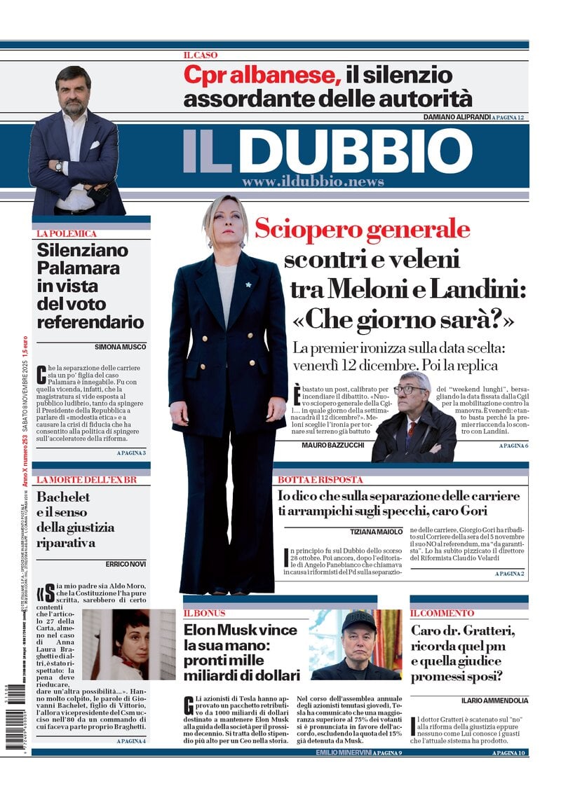 Prima Pagina Il Dubbio 08/11/2025