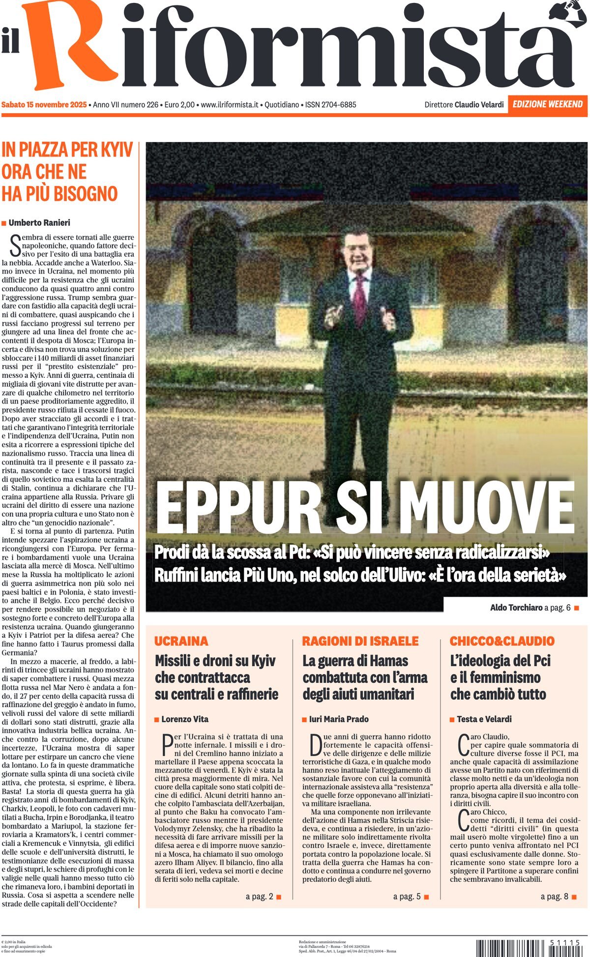 Prima Pagina Il Riformista 16/11/2025