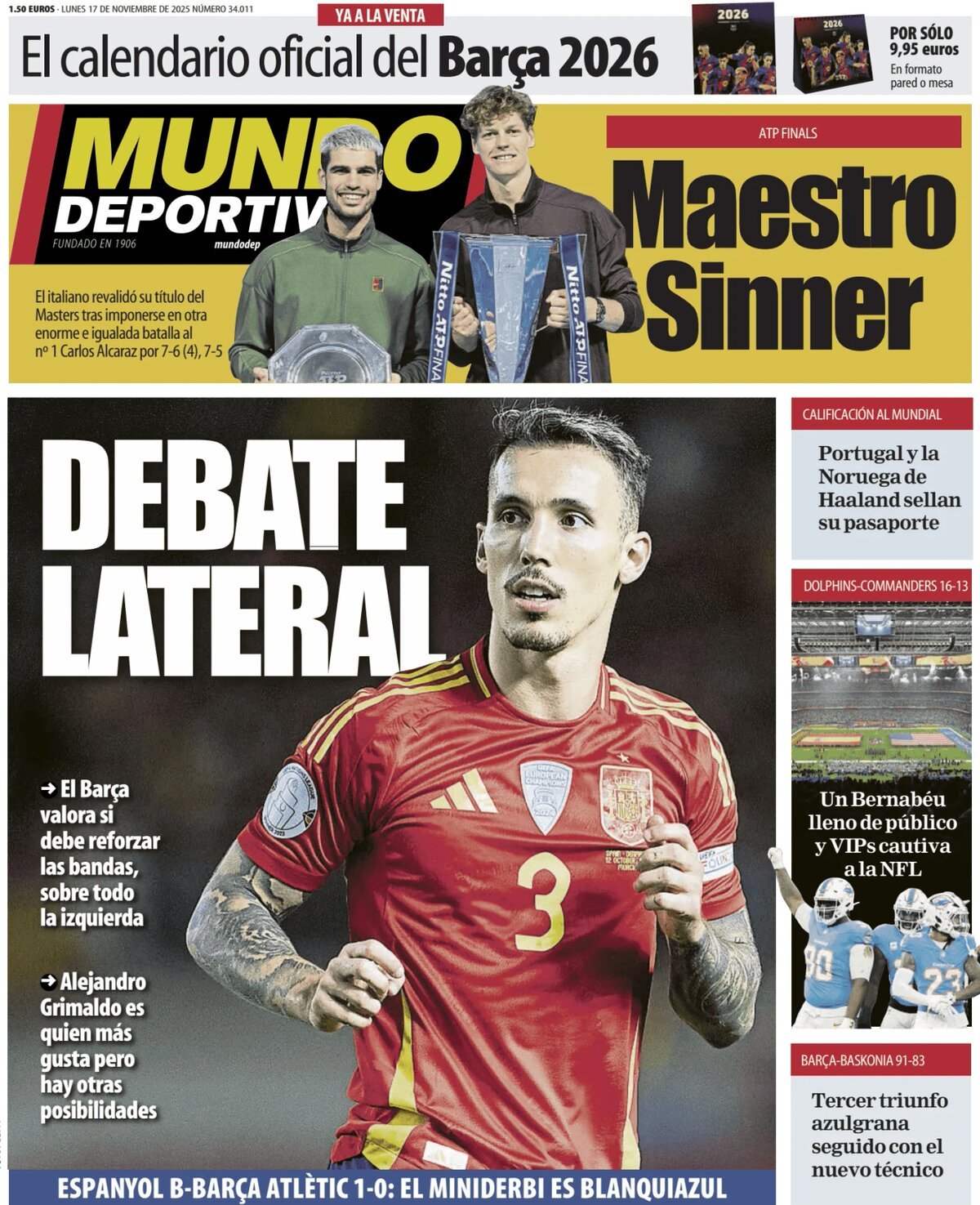 Prima Pagina Mundo Deportivo 17/11/2025