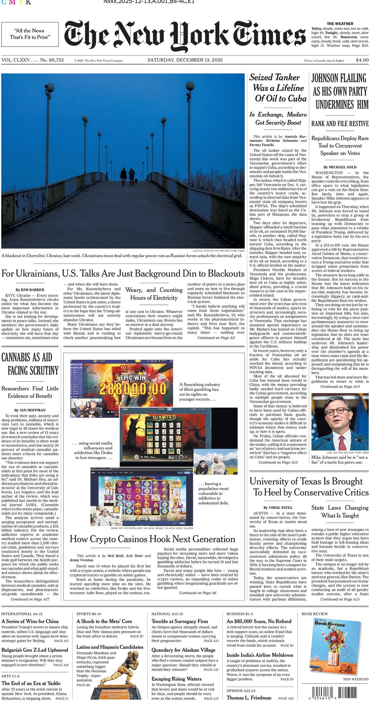Prima Pagina The New York Times 13/12/2025