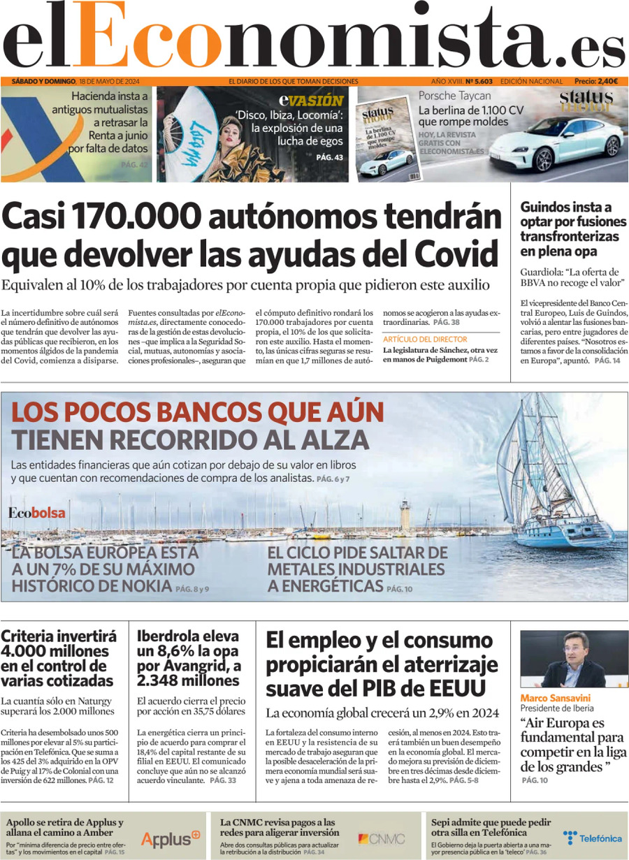 Prima Pagina El Economista 18/05/2024
