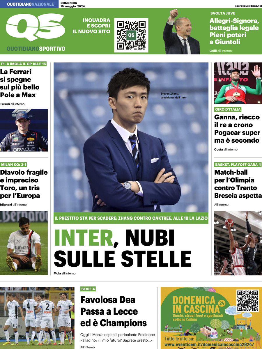 Prima Pagina QS Quotidiano Sportivo 19/05/2024