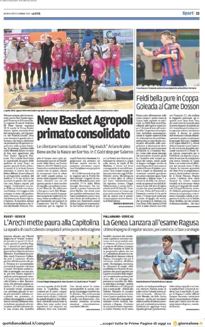Prima Pagina Il Quotidiano del Sud (Salerno) 25/01/2023