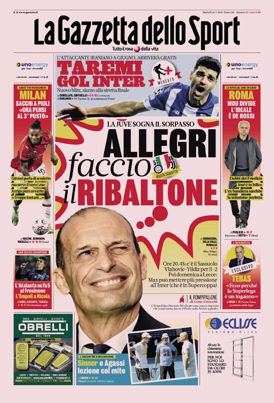 Prima Pagina La Gazzetta dello Sport 16/01/2024