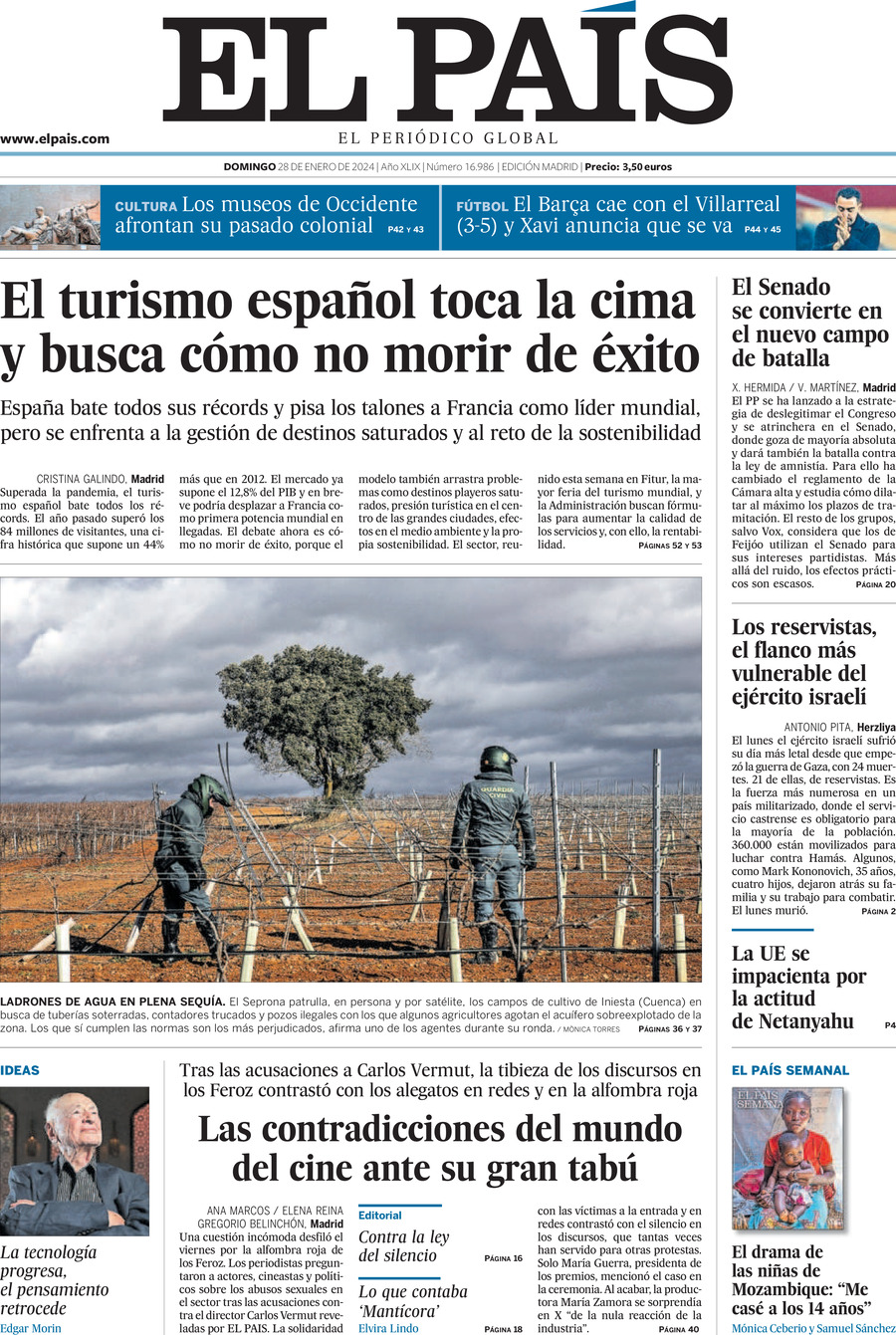 Prima Pagina El País 28/01/2024