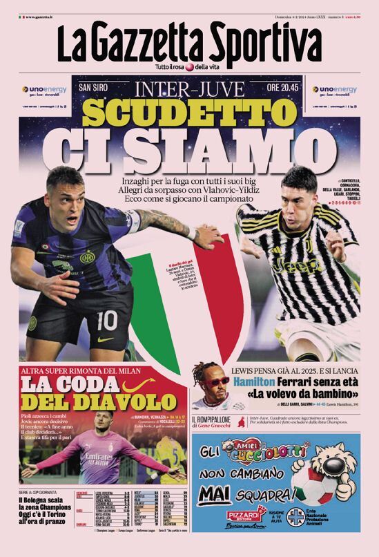 Prima Pagina La Gazzetta dello Sport 04/02/2024