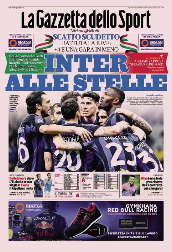 Prima Pagina La Gazzetta dello Sport 05/02/2024