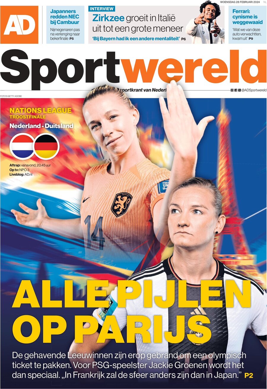 Prima Pagina AD Sportwereld 28/02/2024