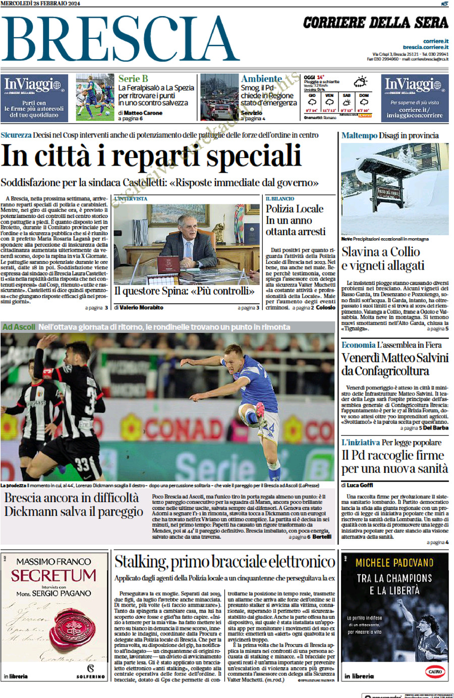 Prima Pagina Corriere della Sera (Brescia) 28/02/2024