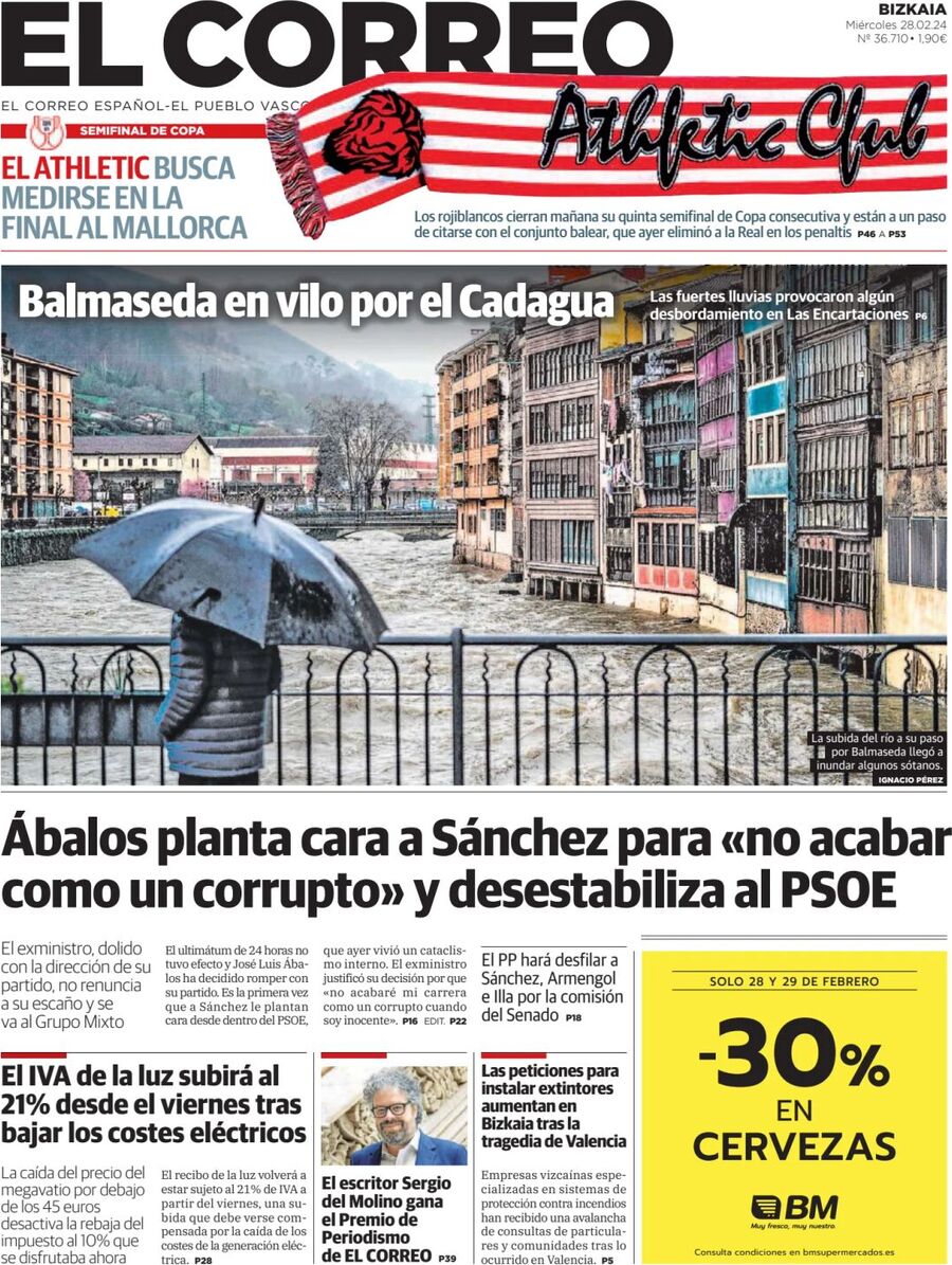 Prima Pagina El Correo 28/02/2024