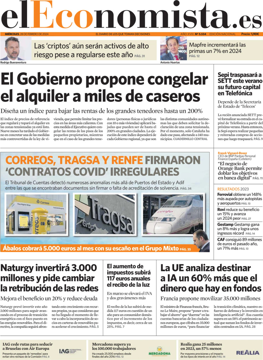 Prima Pagina El Economista 28/02/2024