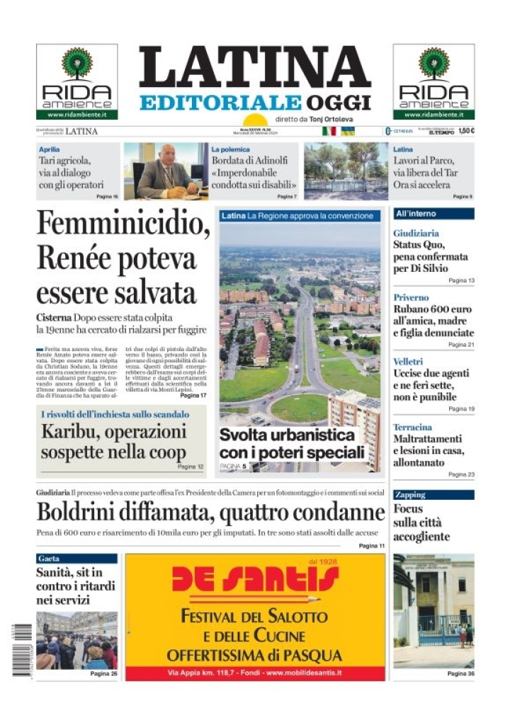 Prima Pagina Latina Editoriale Oggi 28/02/2024