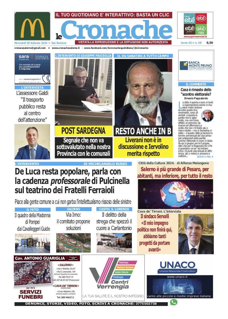 Prima Pagina Le Cronache (Salerno) 28/02/2024