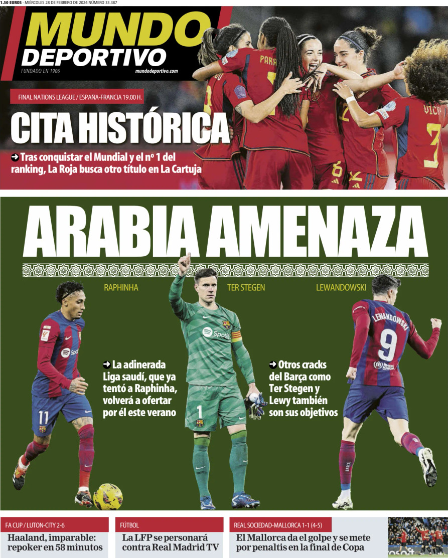 Prima Pagina Mundo Deportivo 28/02/2024