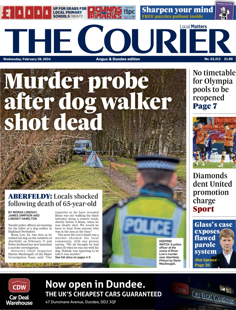 Prima Pagina The Courier (Dundee) 28/02/2024