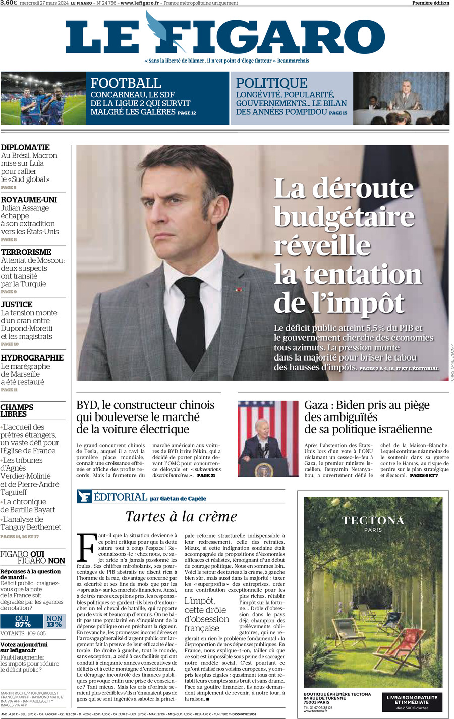 Prima Pagina Le Figaro 27/03/2024