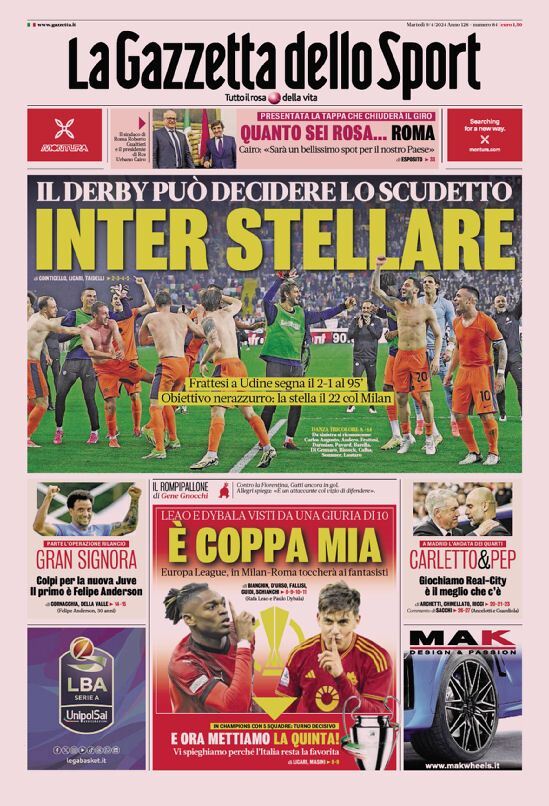 Prima Pagina La Gazzetta dello Sport 09/04/2024