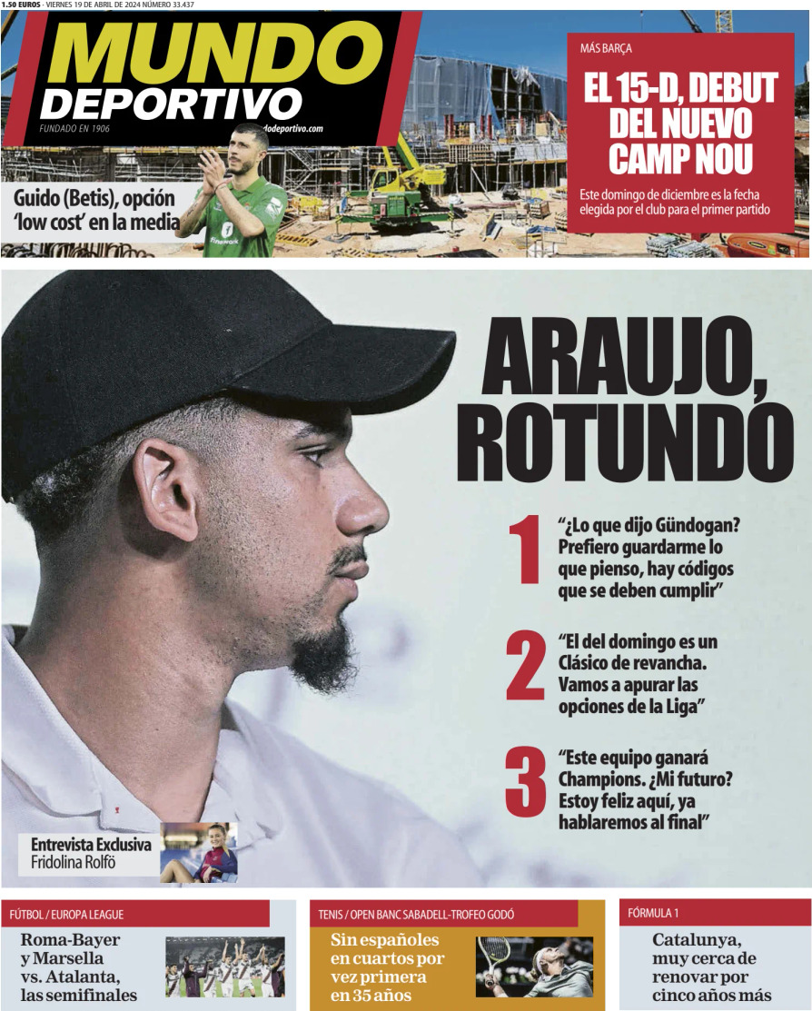 Prima Pagina Mundo Deportivo 19/04/2024