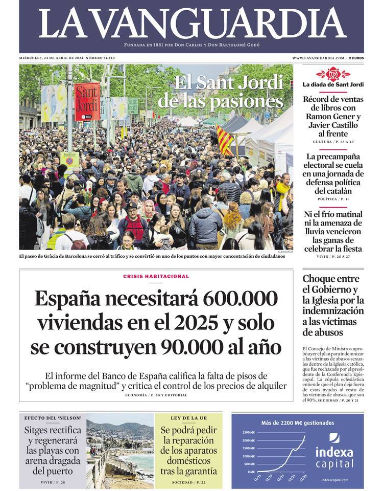 Prima Pagina La Vanguardia 24/04/2024