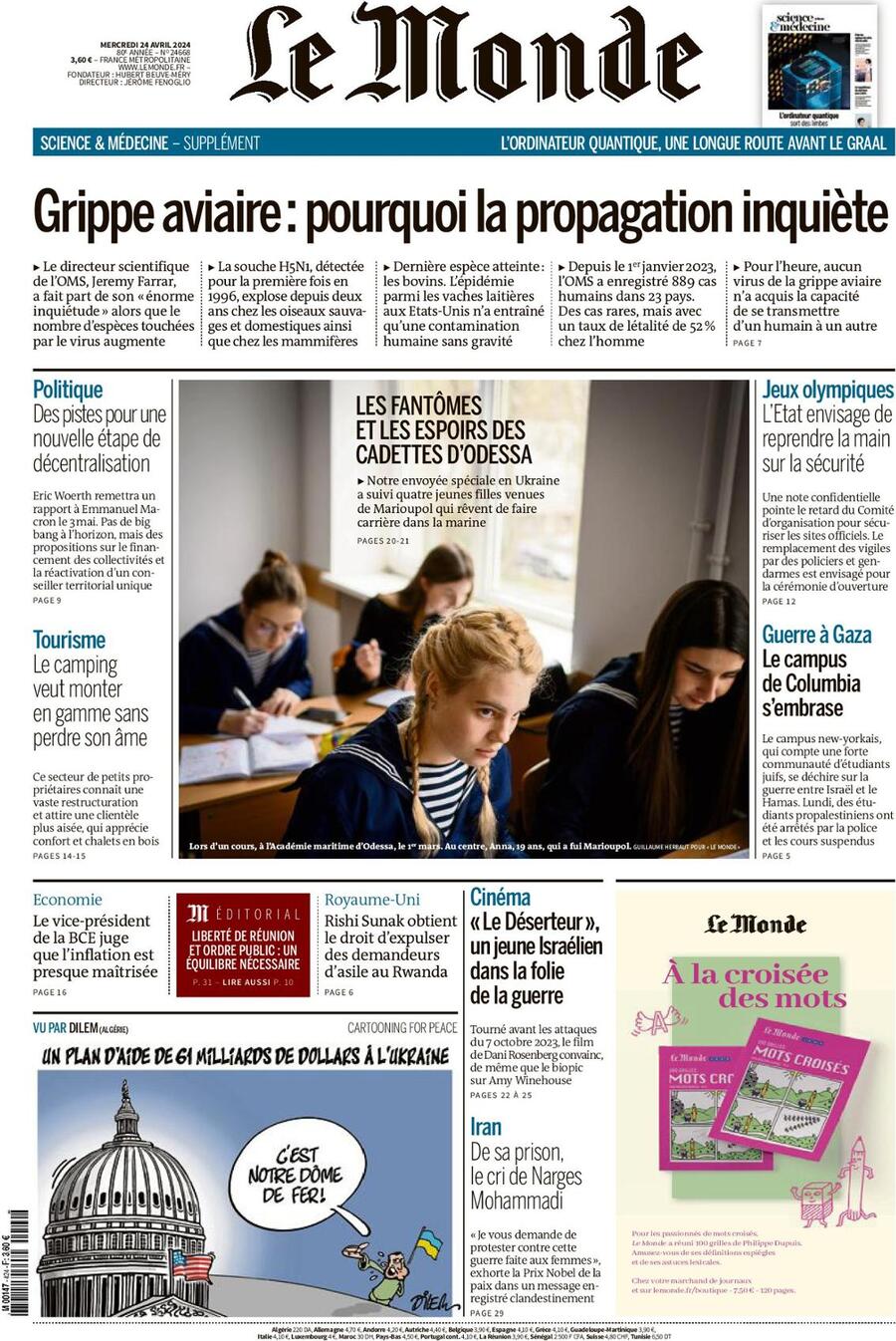 Prima Pagina Le Monde 24/04/2024