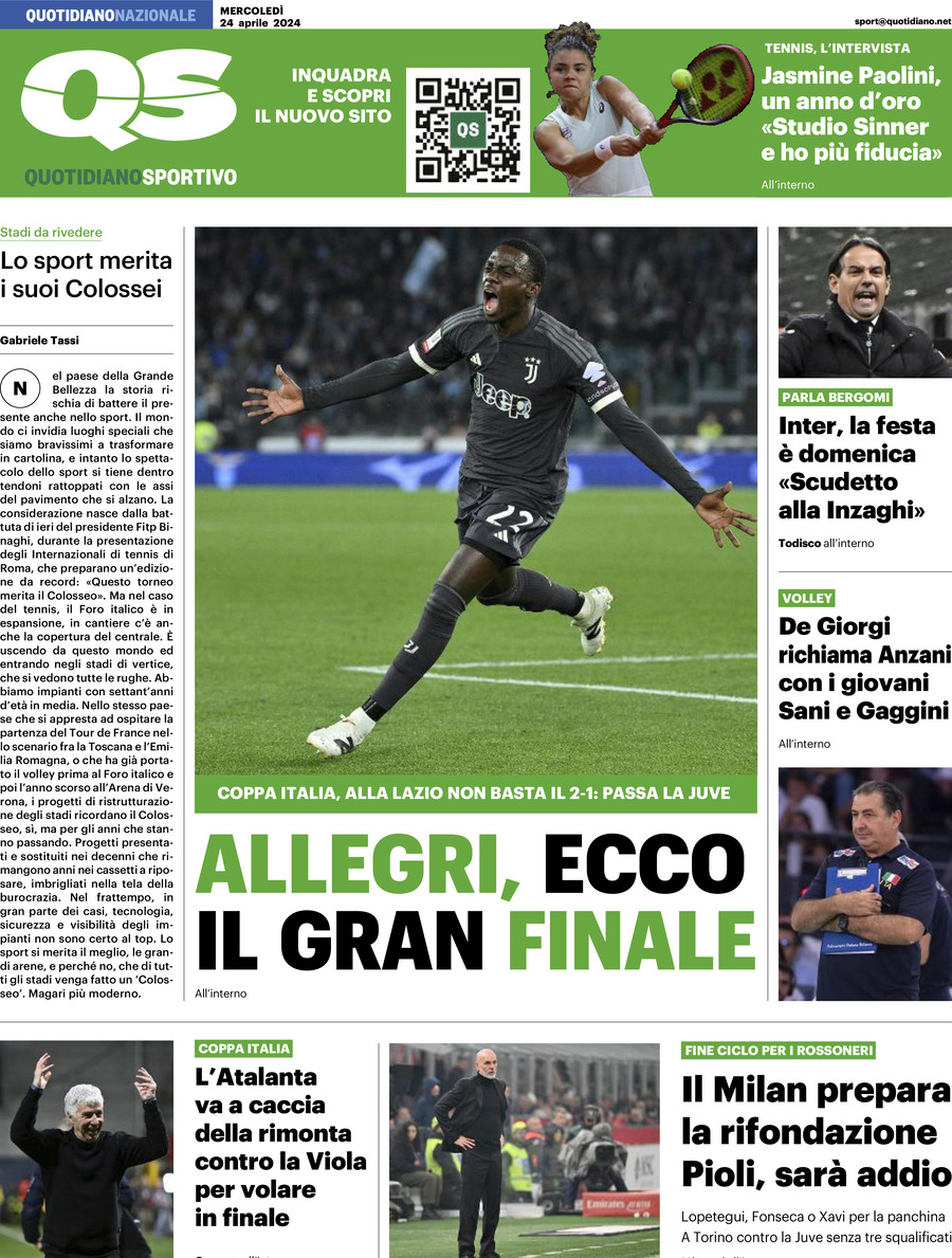 Prima Pagina QS Quotidiano Sportivo 24/04/2024