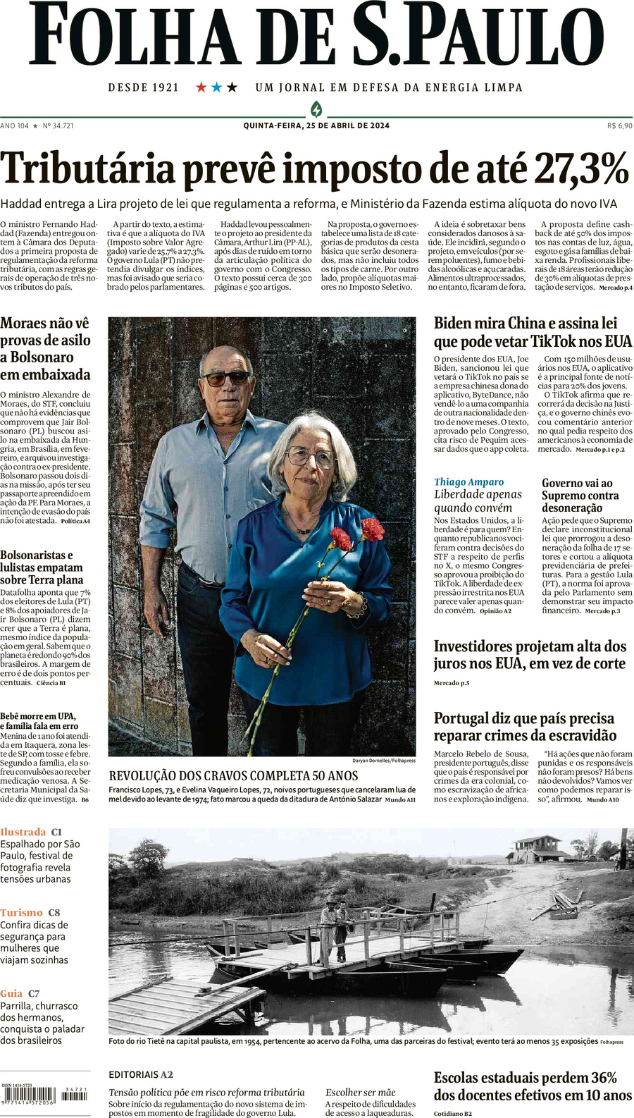 Prima Pagina Folha de S.Paulo 26/04/2024