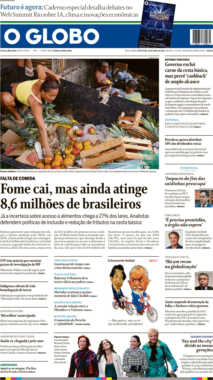 Prima Pagina O Globo 26/04/2024