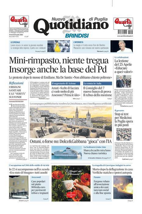 Prima Pagina Nuovo Quotidiano di Puglia (Brindisi) 26/04/2024