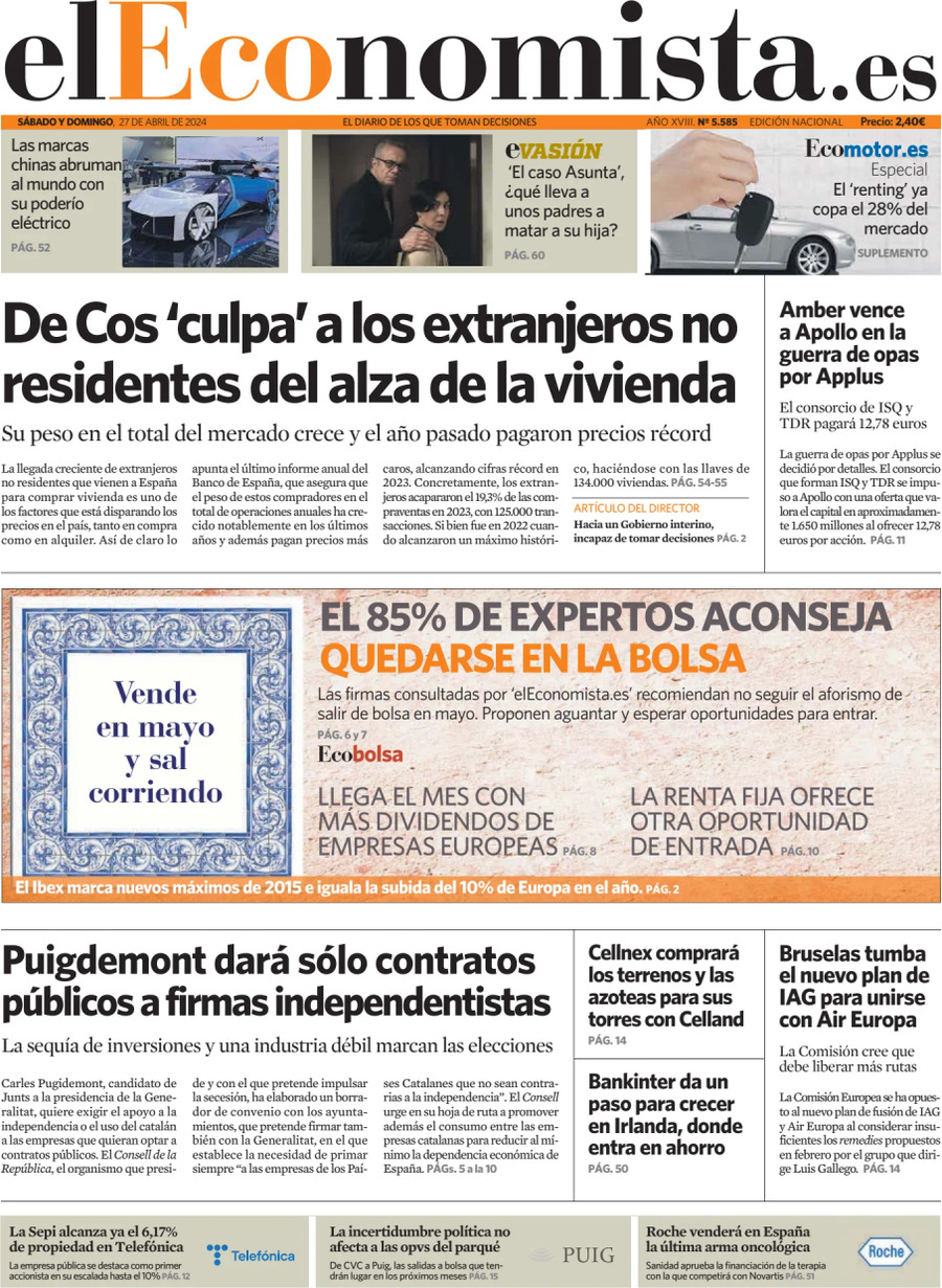 Prima Pagina El Economista 27/04/2024
