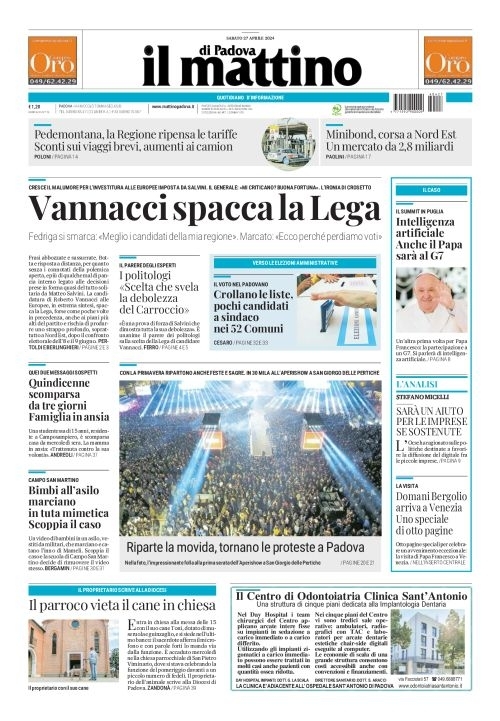 Prima Pagina Il Mattino di Padova 27/04/2024
