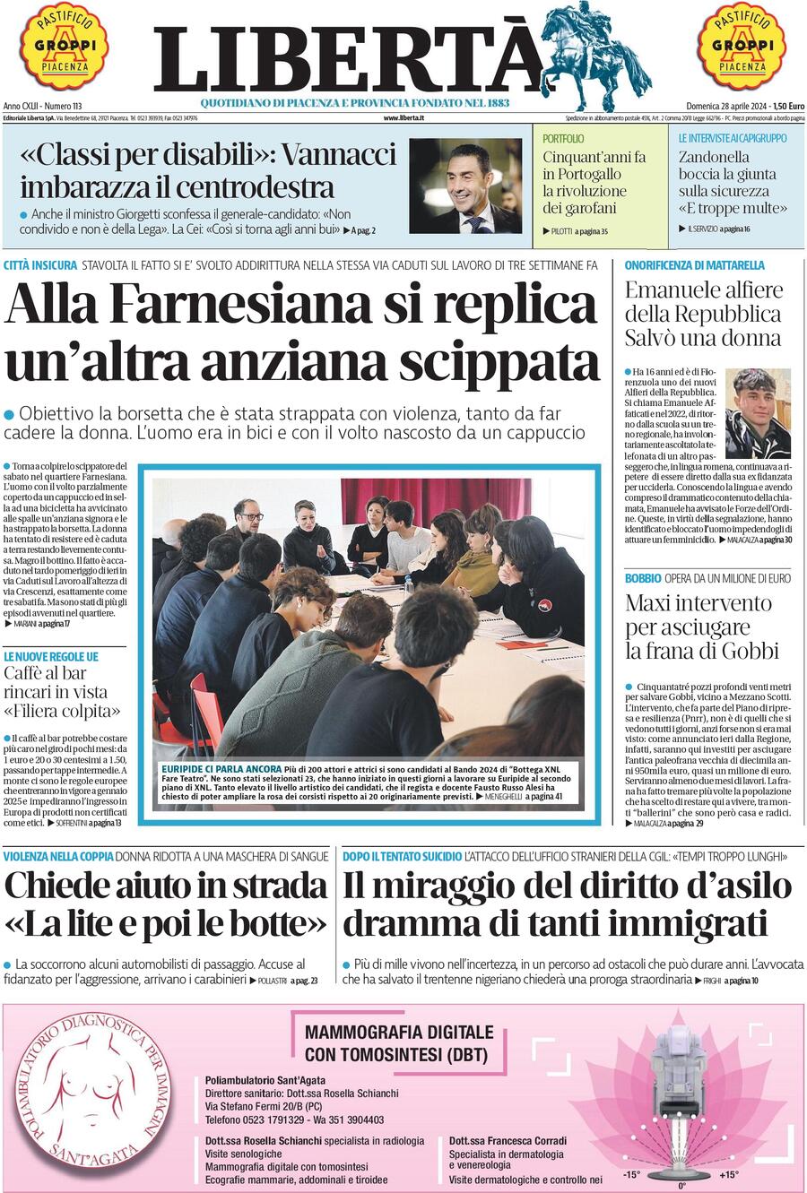 Prima Pagina Libertà (Piacenza) 28/04/2024