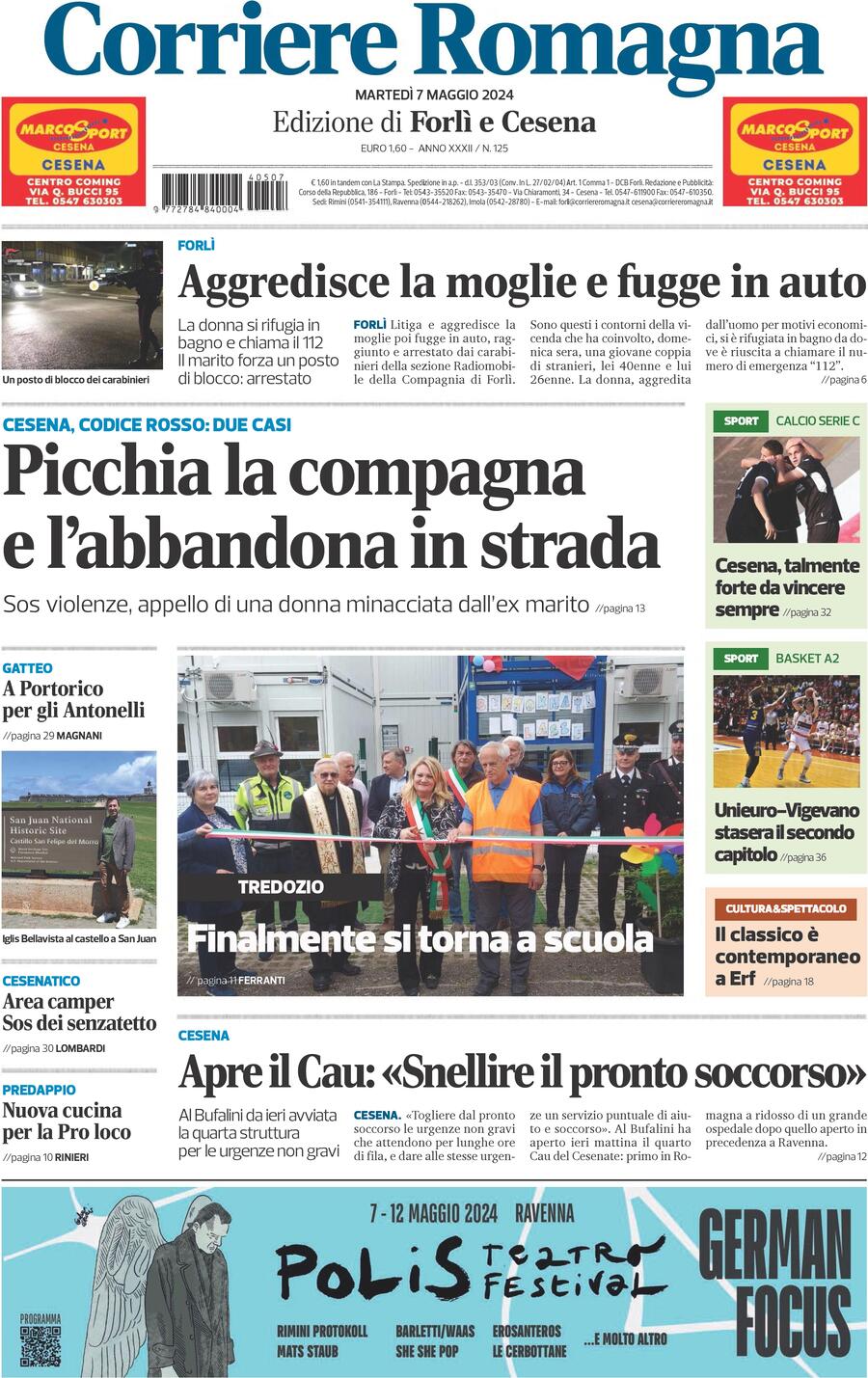 Prima Pagina Corriere Romagna (Forlì e Cesena) 07/05/2024