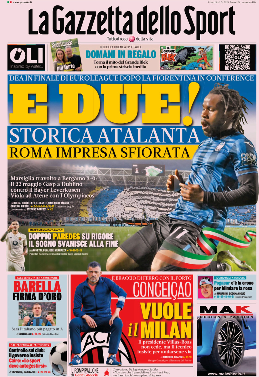 Prima Pagina La Gazzetta dello Sport 10/05/2024