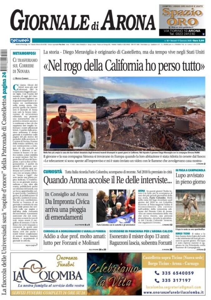 Copertina Giornale di Arona 17/01/2025