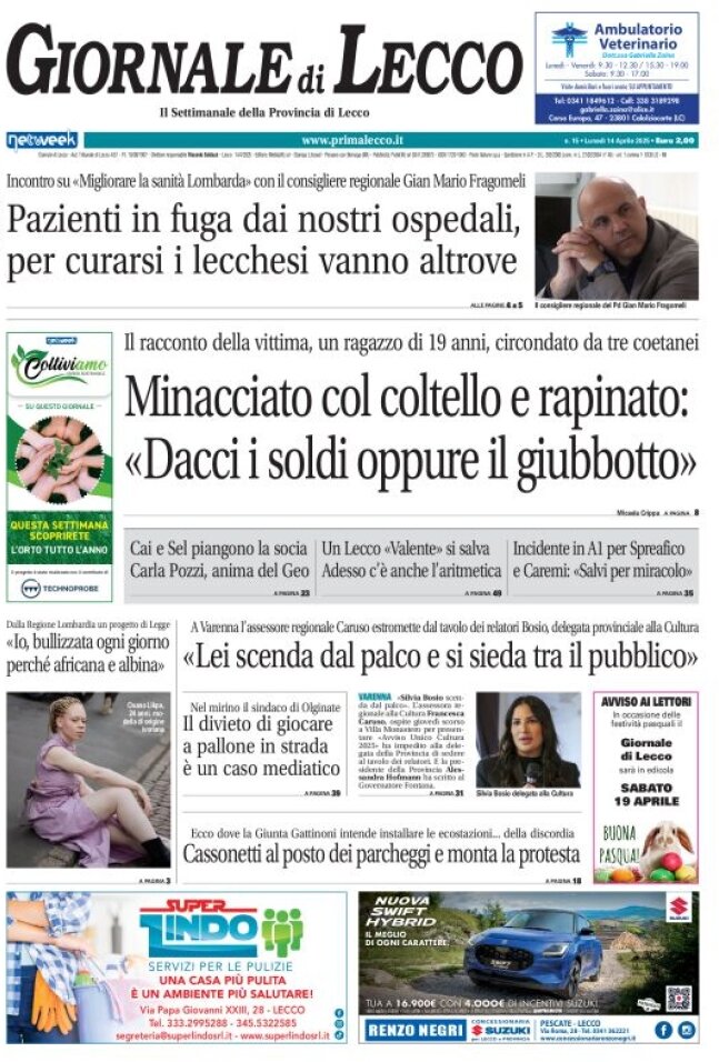 Copertina Giornale di Lecco 14/04/2025