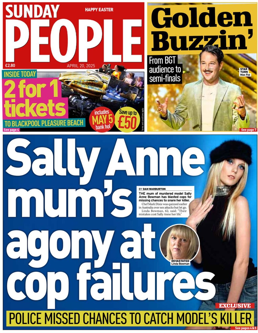 Copertina Sunday People 20/04/2025