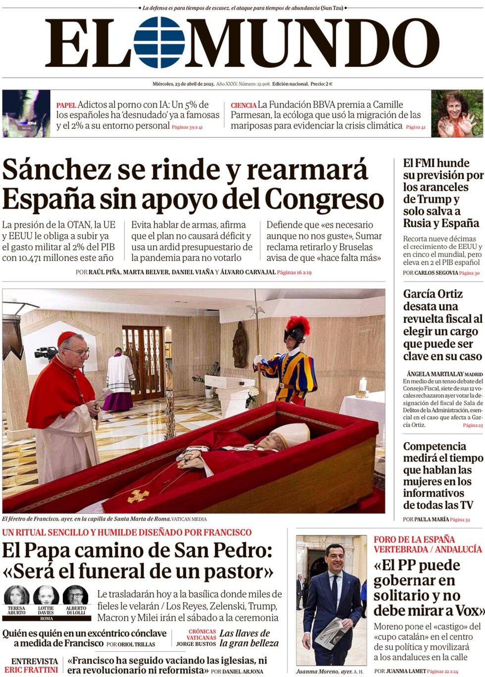 Prima Pagina El Mundo 23/04/2025