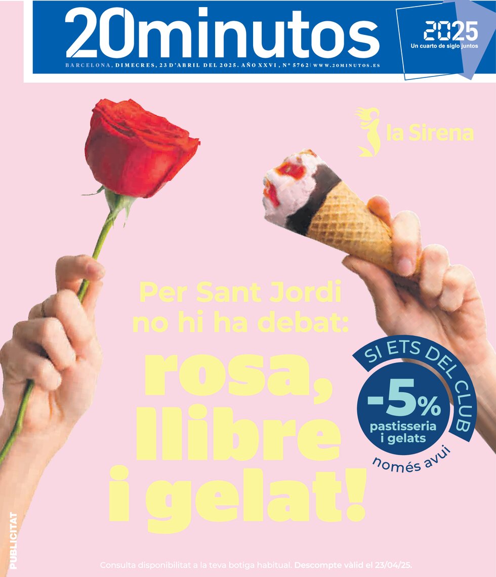 Prima Pagina 20 minutos (Barcelona) 23/04/2025