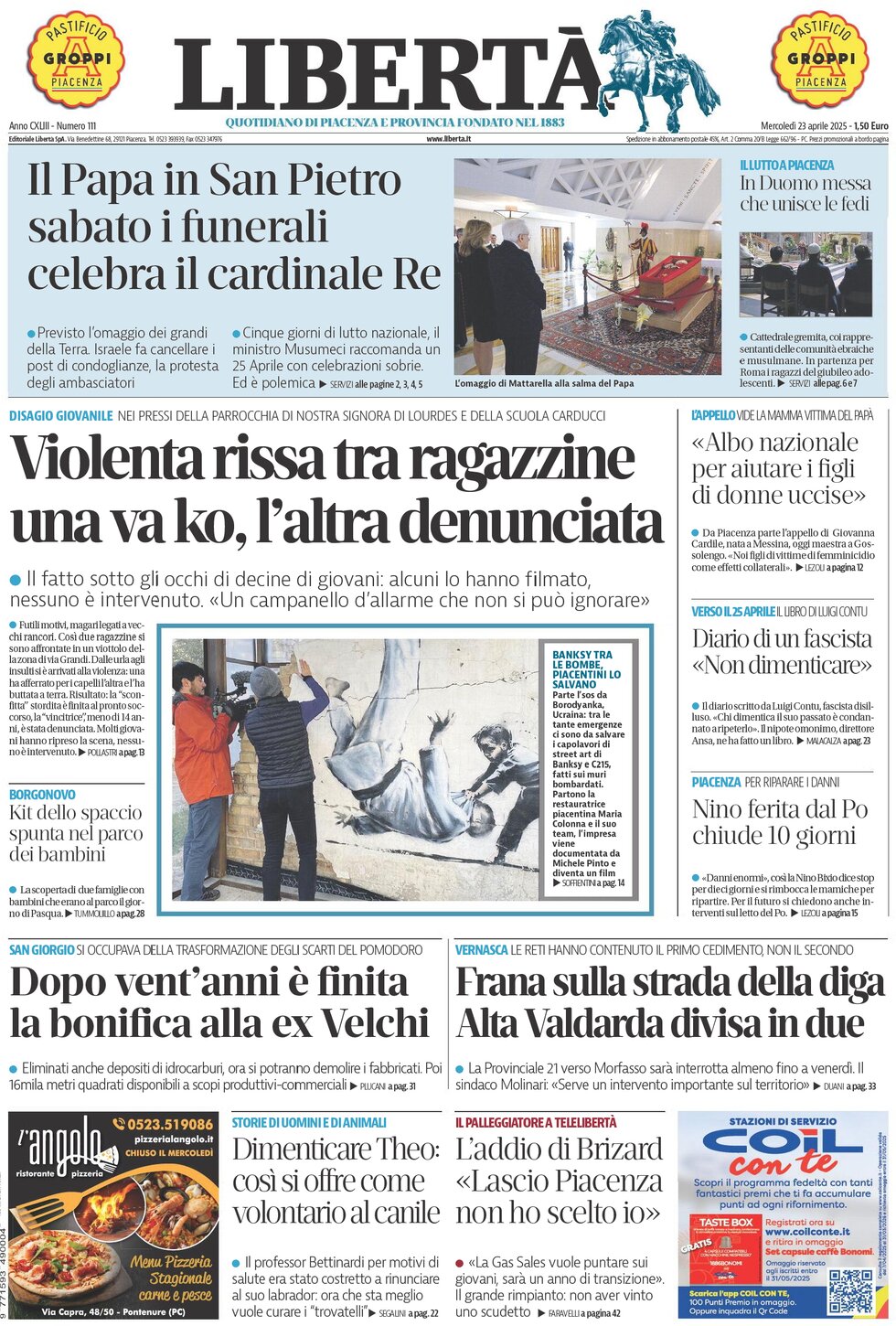 Prima Pagina Libertà (Piacenza) 23/04/2025