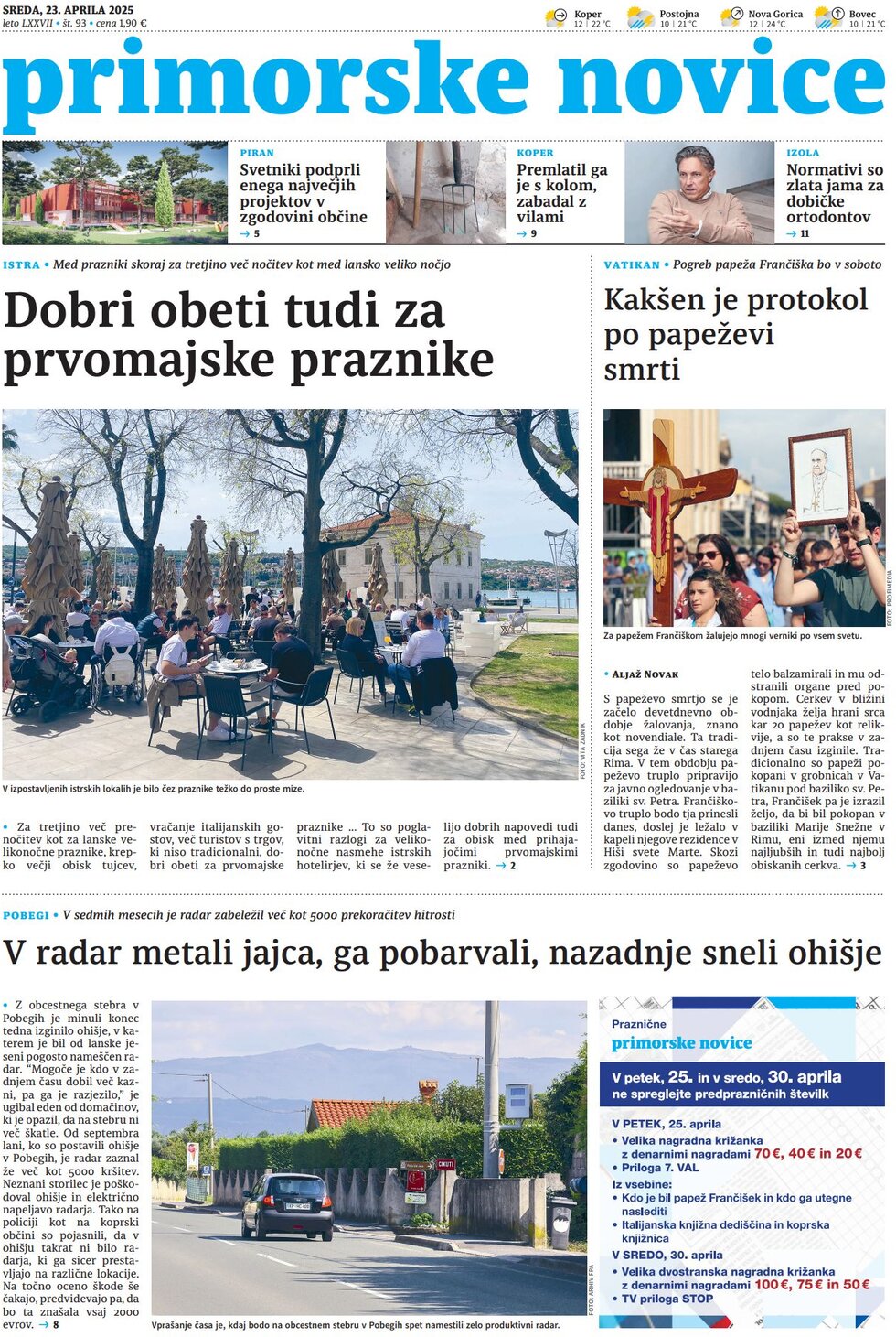 Prima Pagina Primorske Novice 23/04/2025