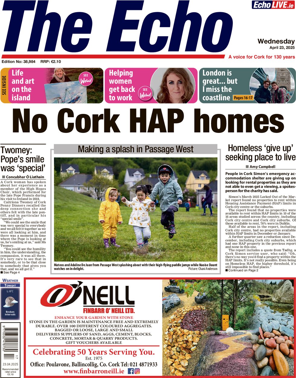 Prima Pagina The Echo (Cork) 23/04/2025