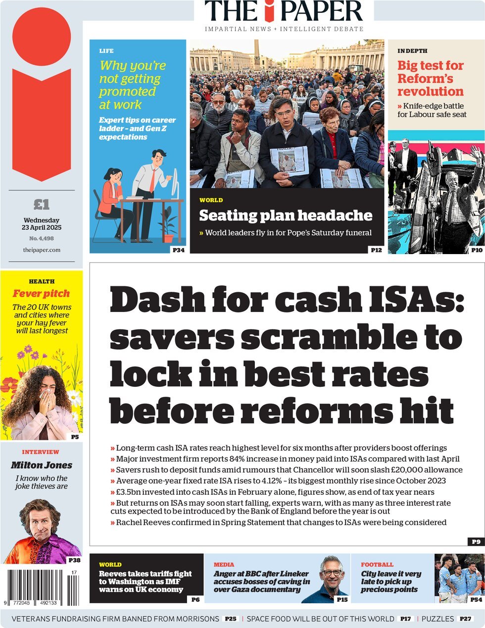Prima Pagina The i Newspaper 23/04/2025
