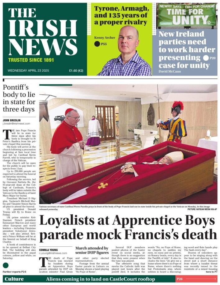 Prima Pagina The Irish News 23/04/2025