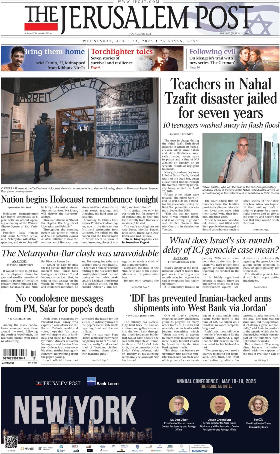 Prima Pagina The Jerusalem Post 23/04/2025