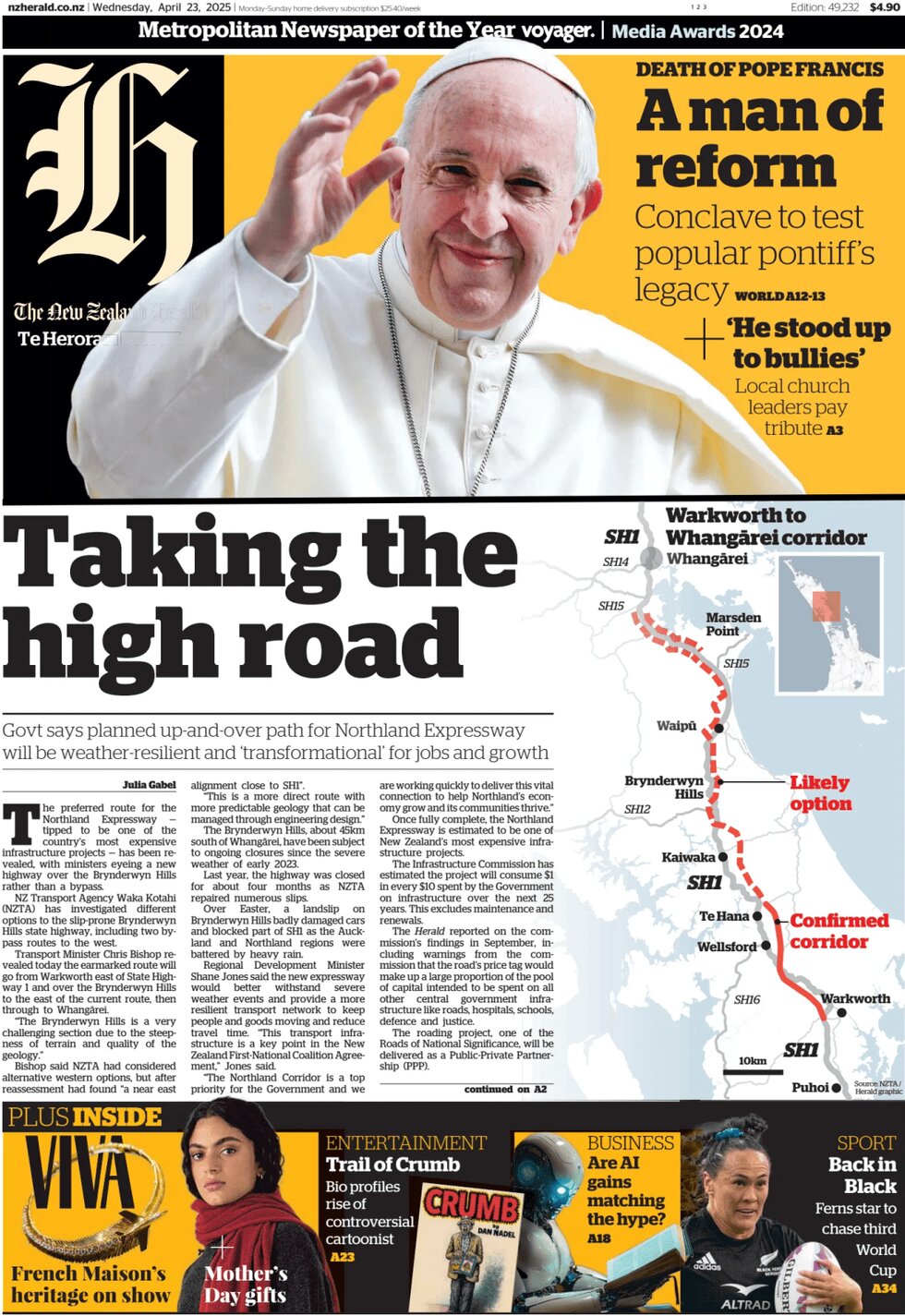 Prima Pagina The New Zealand Herald 23/04/2025