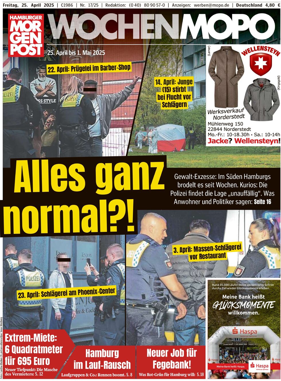 Copertina Hamburger Morgenpost 25/04/2025