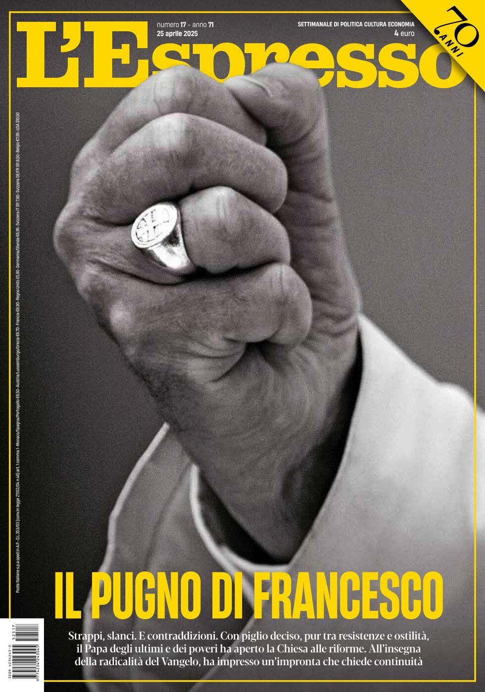 Copertina L'Espresso 25/04/2025