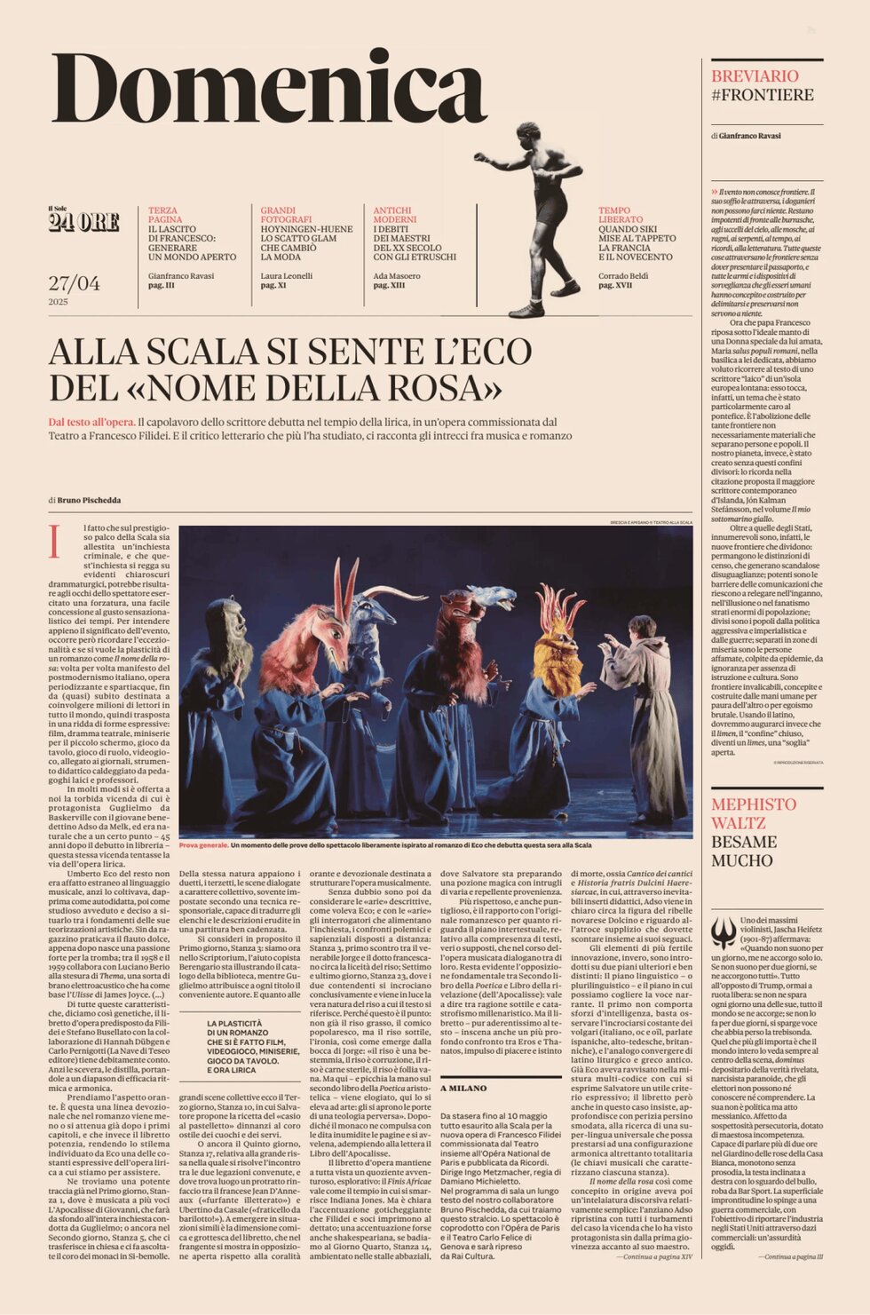 Copertina Domenica (Il Sole 24 Ore) 27/04/2025